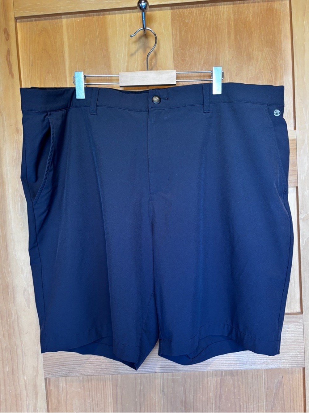 adidas Men's Navy Blue Flat-Front Golf Shorts
